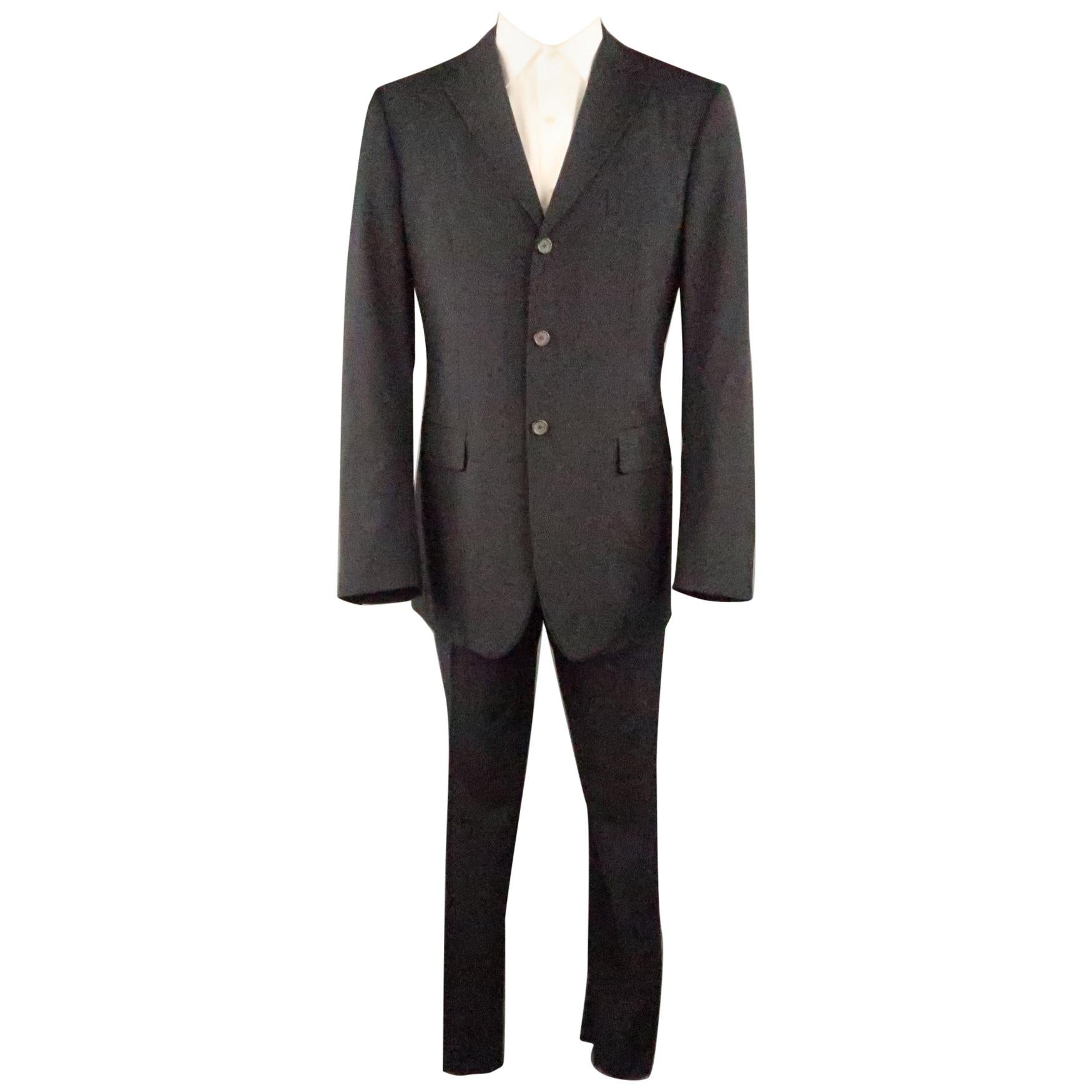 JIL SANDER 40 Black Solid Virgin Wool 36 36 Notch Lapel Suit For Sale ...