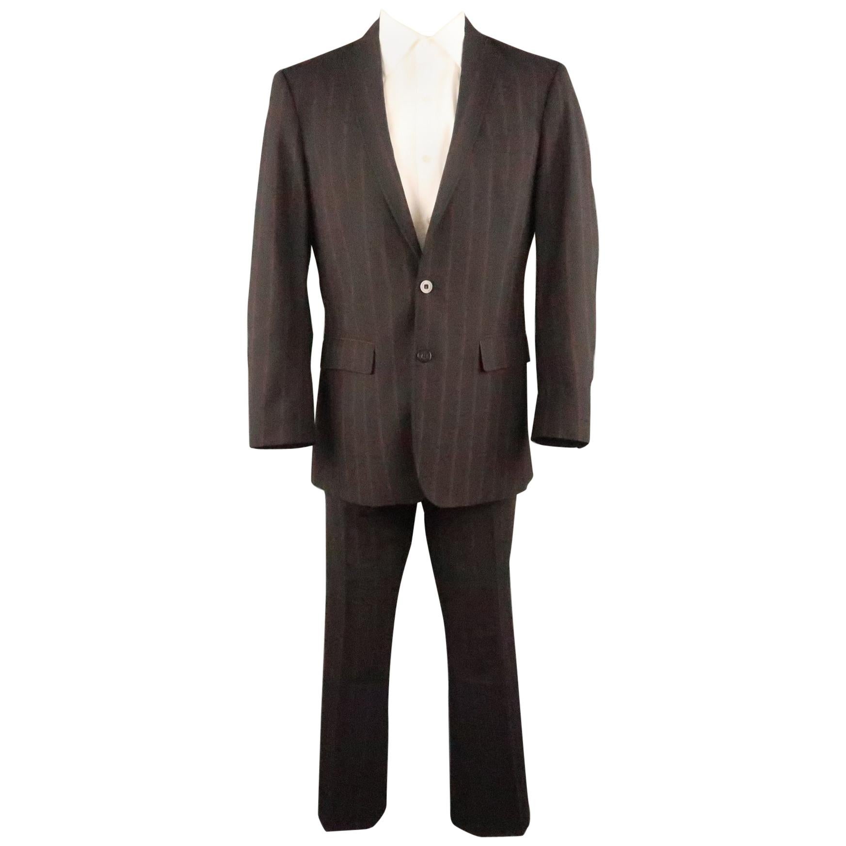 J. LINDEBERG 40 Black and Red Pinstripe 32 32 Notch Lapel Suit For Sale