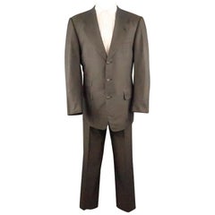 GUCCI 40 Gray Solid Cotton 30 33 Notch Lapel Suit