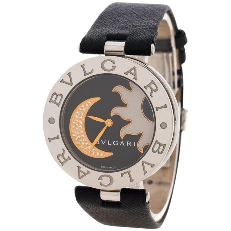 Bvlgari B Zero1 Black Sun And Moon Diamond Inlay Motif Bz 35 S Women S Watch 35mm For Sale At 1stdibs