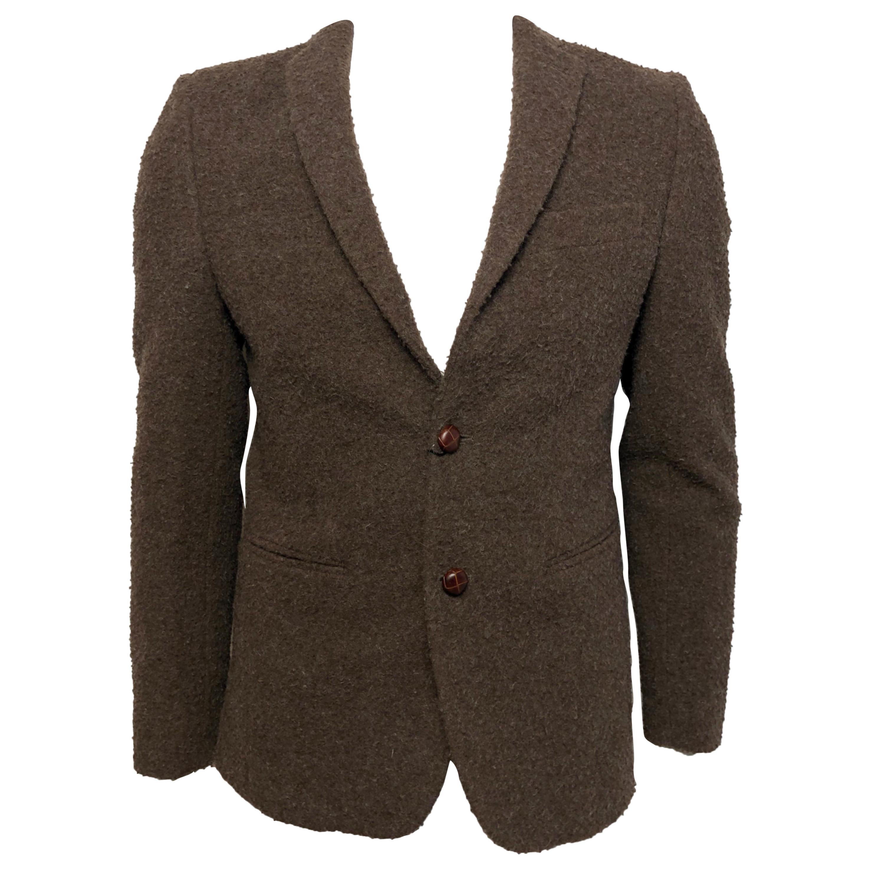 Tessilnova Mens 46 Textured Brown Wool Jacket 