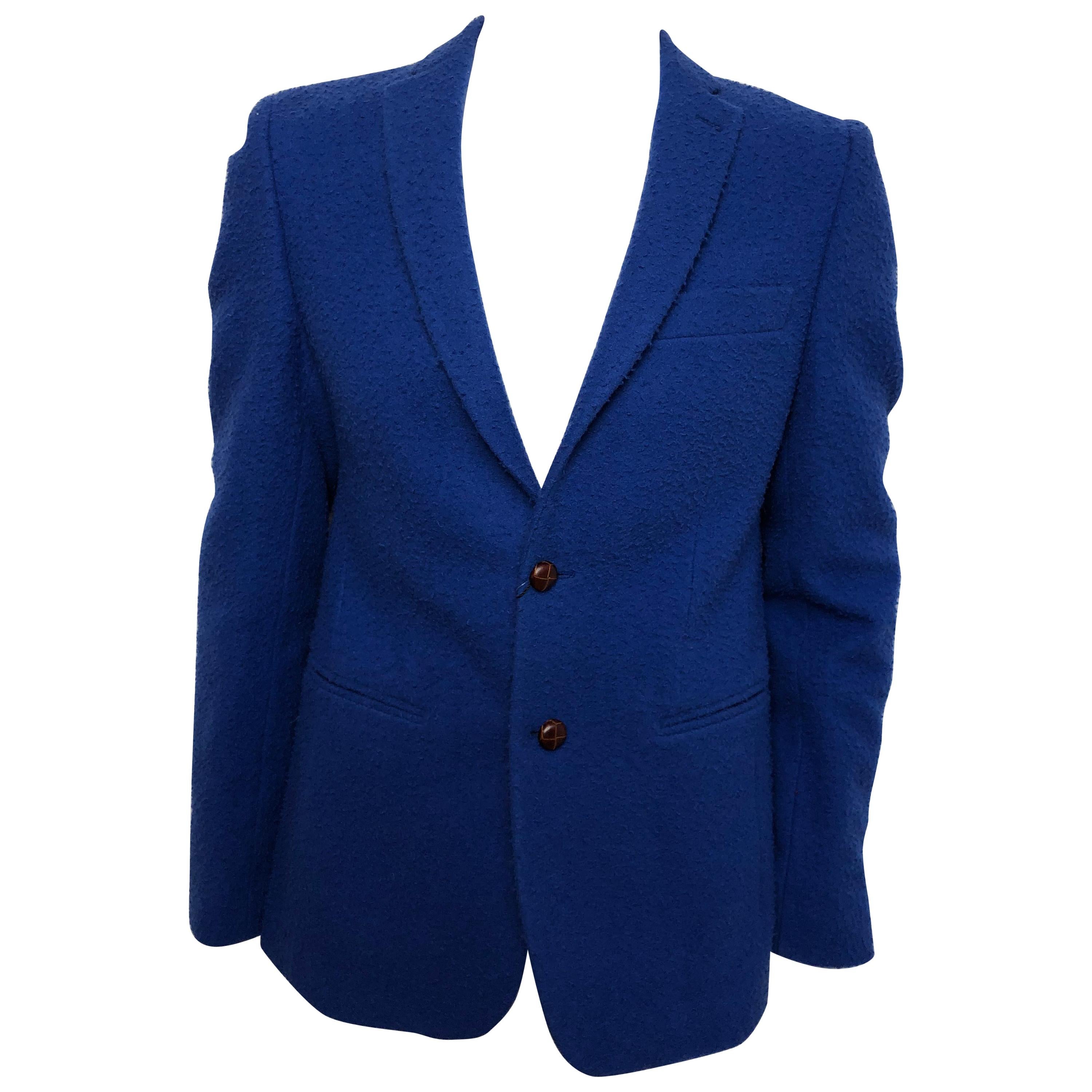 Tessilnova Mens 52 Textured Blue Wool Jacket 