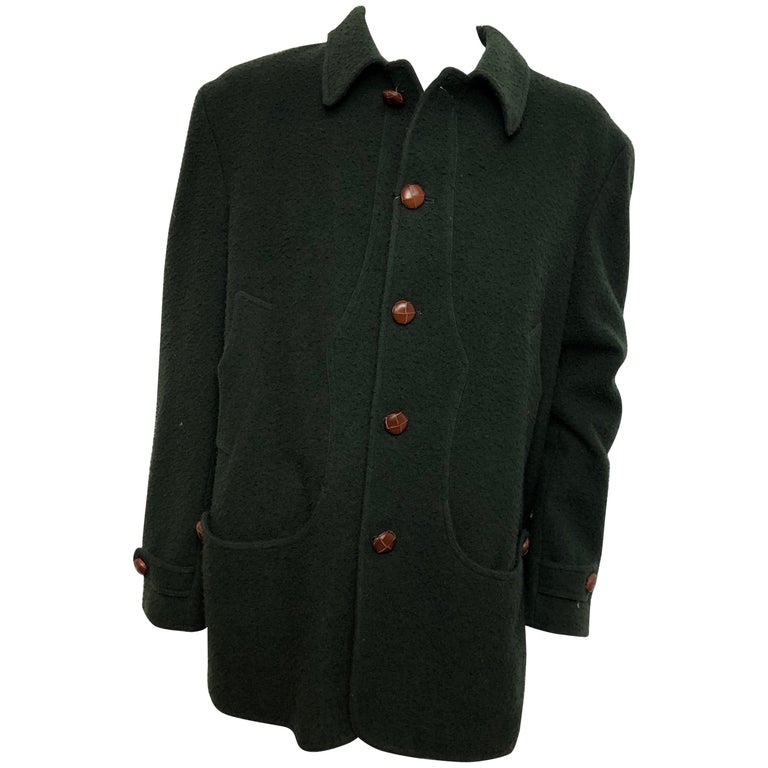 Tessilnova Mens 56 Textured Hunter Green Wool Jacket For Sale at 1stDibs