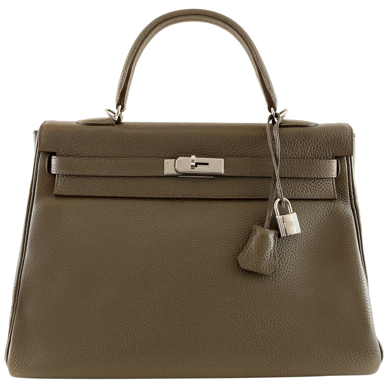 Hermès Graphite Clemence 35 cm  Kelly Bag