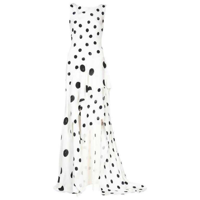 Oscar de la Renta Polka-dot Floral Cotton Maxi Dress in White