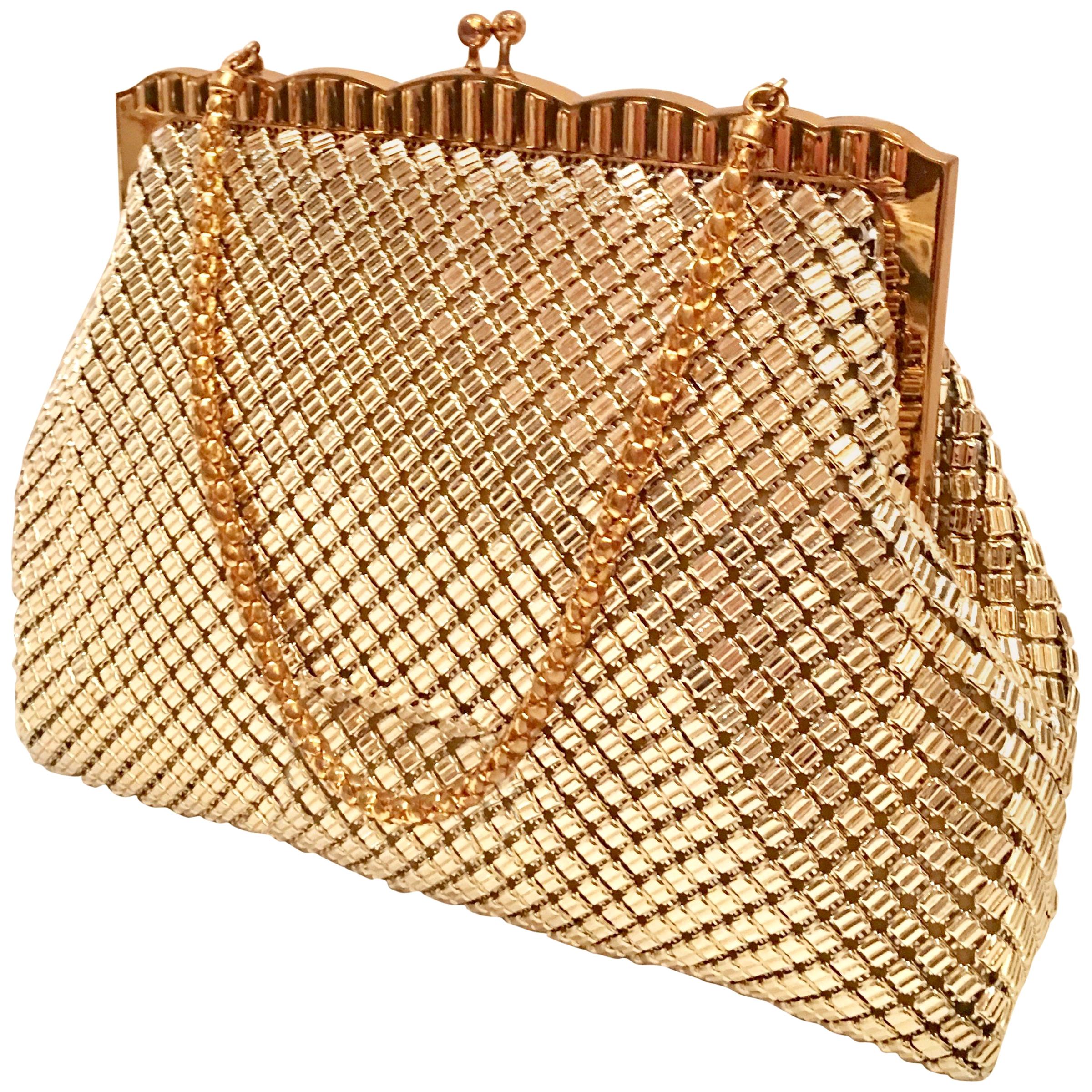 20th Century Gold Metal Mesh & Chain Ling Handbag By, Whiting & Davis