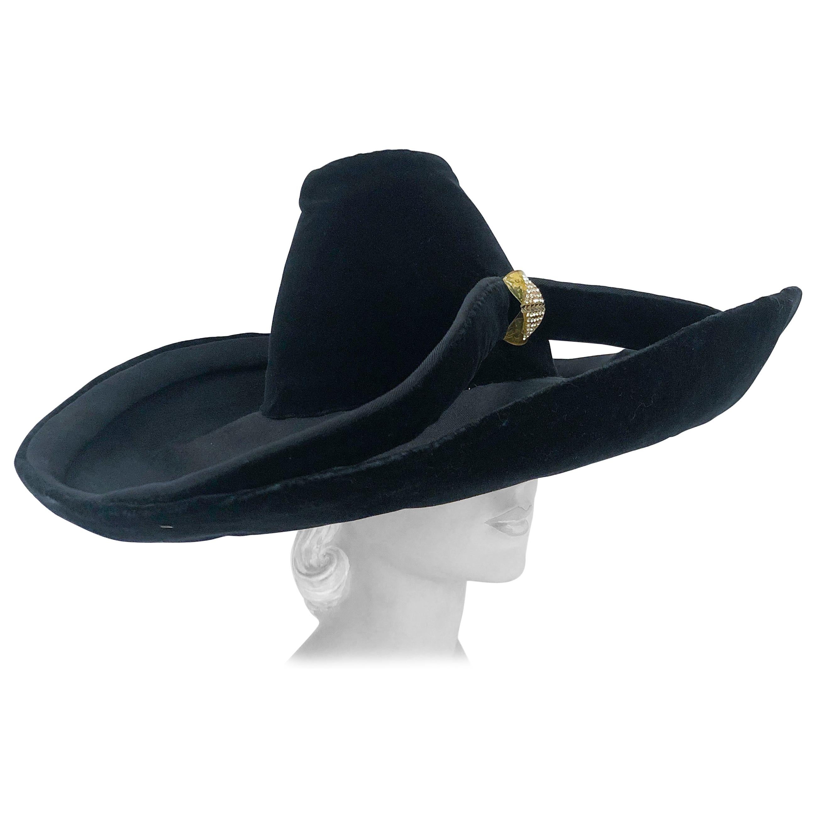1930s Black High Design Picture Hat For Sale