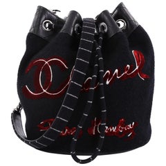 Chanel Paris-Hamburg Drawstring Bucket Bag Embroidered Wool Small