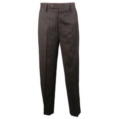DOLCE & GABBANA Size 30 Charcoal Striped Wool 30 Flat Front Dress Pants