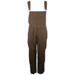 Vintage CALVIN KLEIN COLLECTION Size L Olive Pinstripe Dungaree Overalls