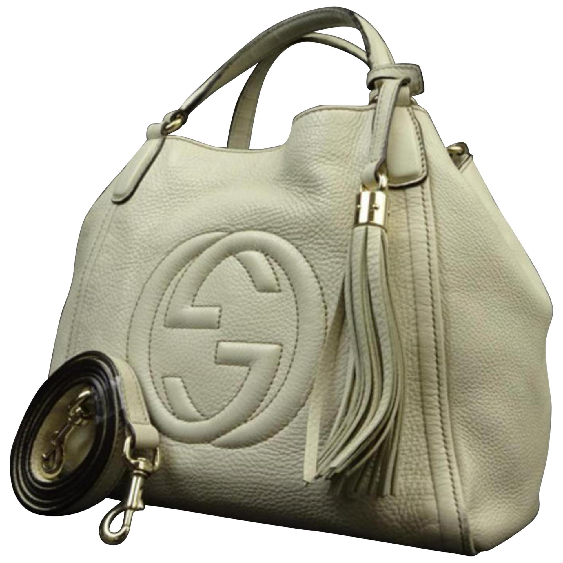 Gucci Soho Convertible 219069 Ivory Leather Shoulder Bag For Sale