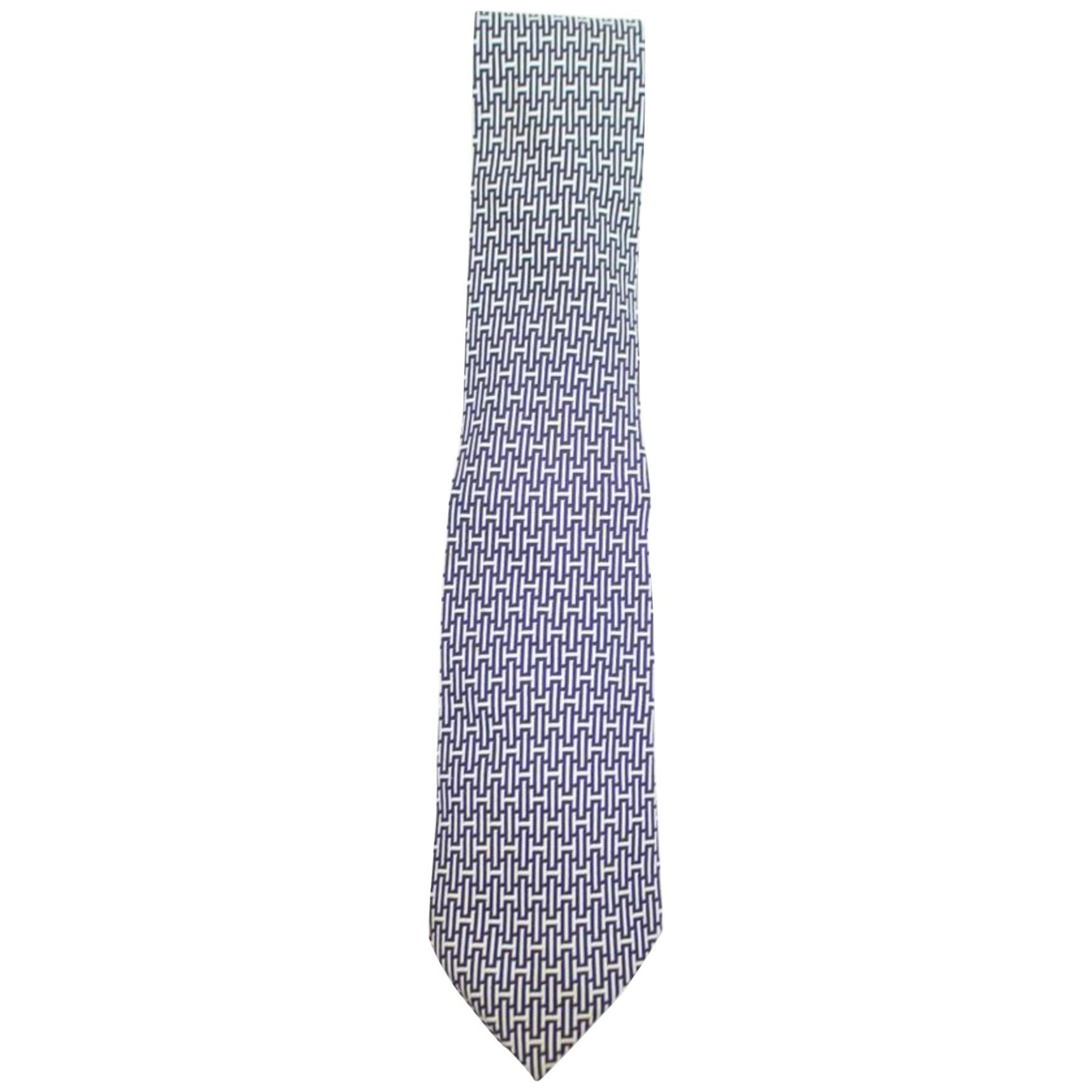 Hermès Blue Interlocking H Neck Tie 10hera620 For Sale