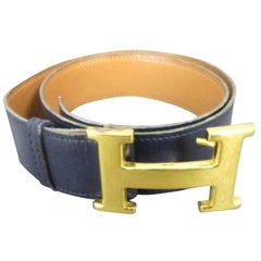 Hermès Blue X Brown Reversible 32mm H Logo Kit 228660 Belt