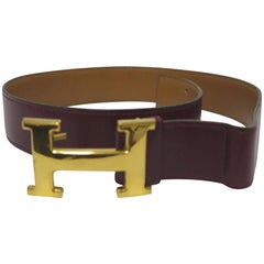 Hermès Burgundy Reversible H Logo Kit 226808 Belt