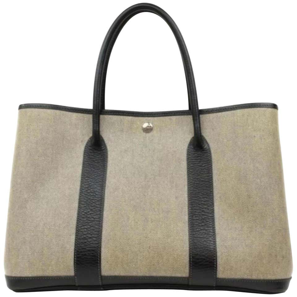 Hermès Garden Party Toile Tote 229862 Grey Coated Canvas Shoulder Bag ...