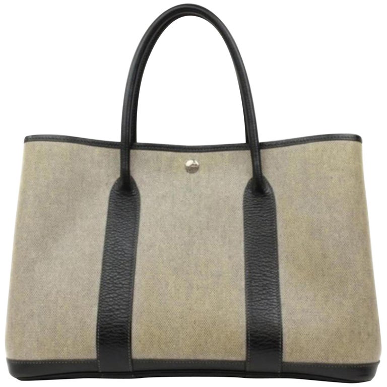 Hermès Garden Party Toile Tote 229862 Grey Coated Canvas Shoulder Bag ...