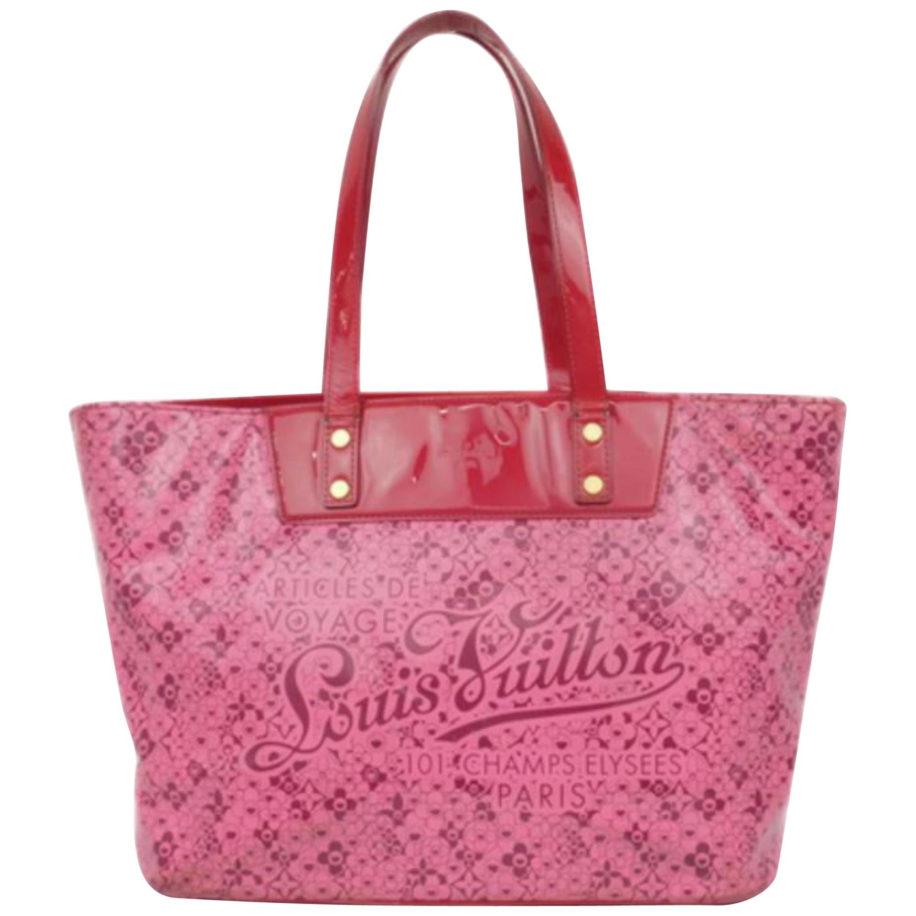 Louis Vuitton Cosmic Blossom Pm 230347 Pink Vinyl Tote For Sale at 1stDibs