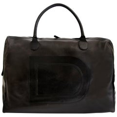 Delvaux Taxi Black Leather Large Travel Bag
