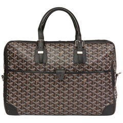Goyard Ambassade Business Hand Bag Leather Brown Black Used F/S From Japan  VG