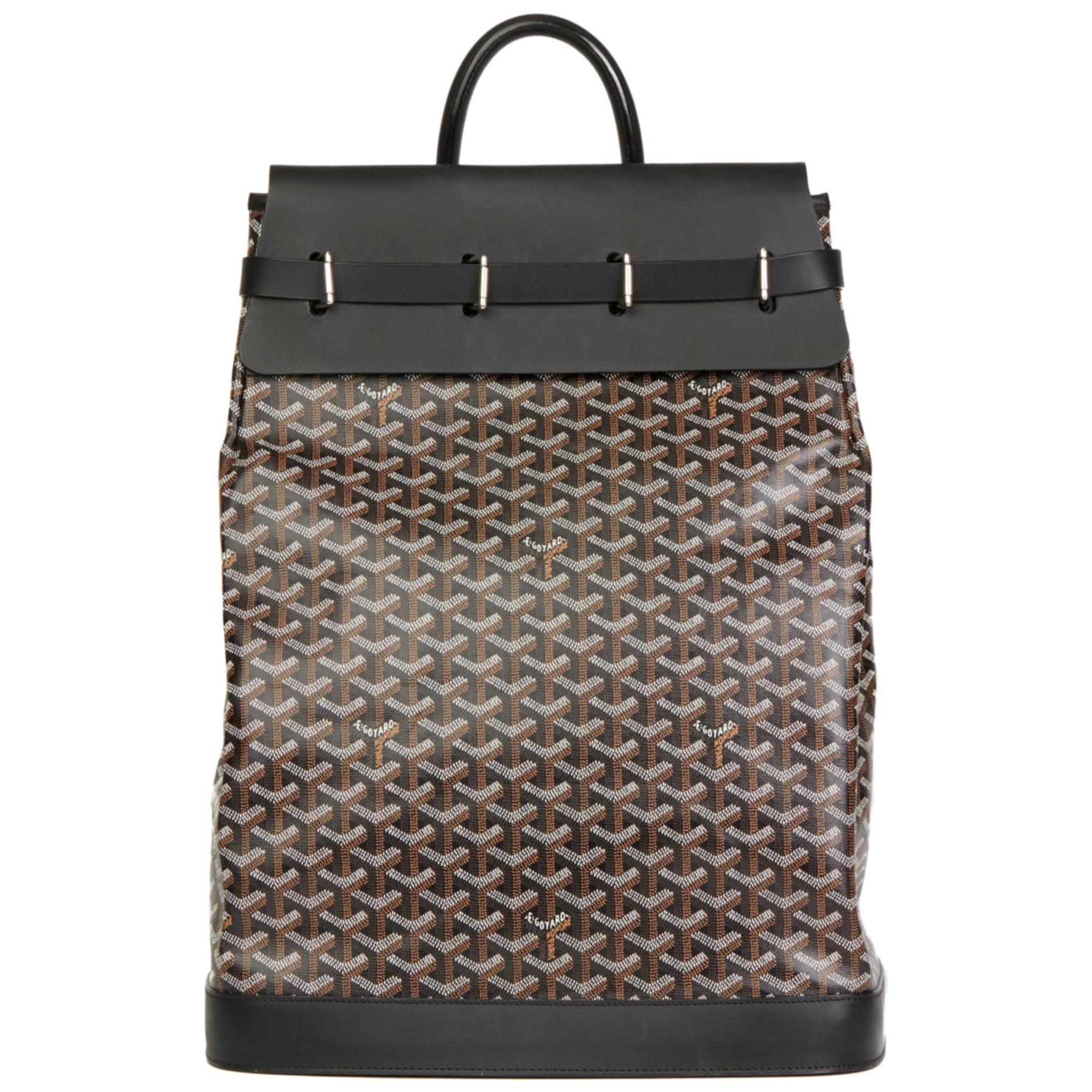 2010 Goyard Black Chevron Coated Canvas Steamer