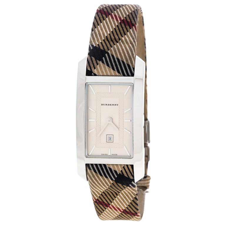 Burberry Heritage Diamond White Dial Silver Stainless Steel Strap Watch for Women - BU1583