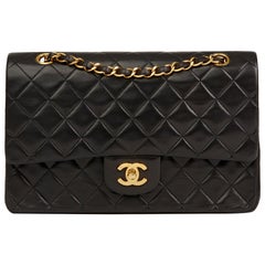 1993 Chanel Black Quilted Lambskin Vintage Medium Classic Double Flap Bag