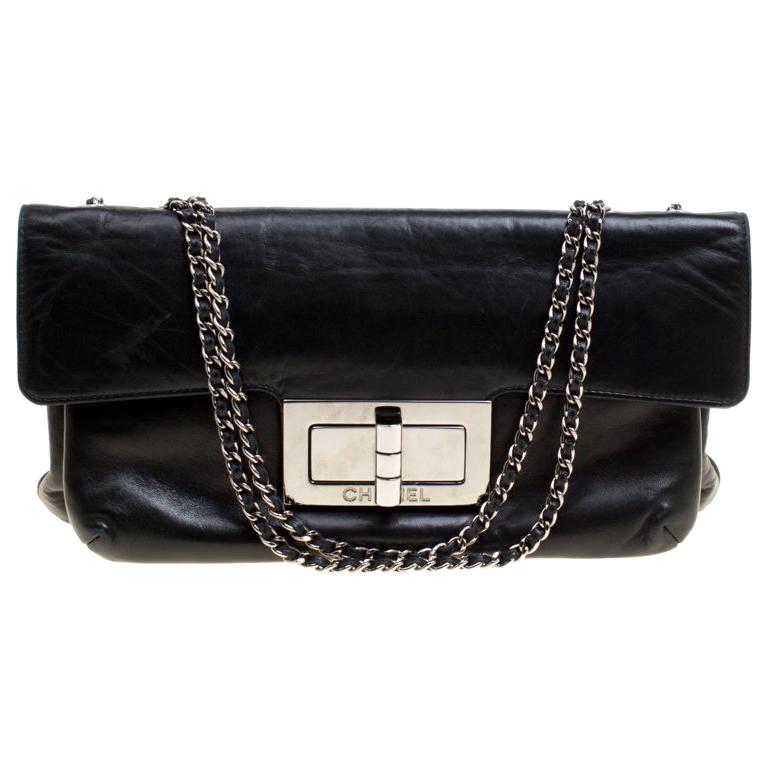 Chanel Black Leather Giant Reissue Flap Shoulder Bag