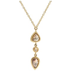 Christopher Phelan Brown Rose Cut Diamond 18K Gold Necklace 
