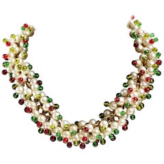 Retro Chanel Gripoix Pearl Cluster 1980's Necklace