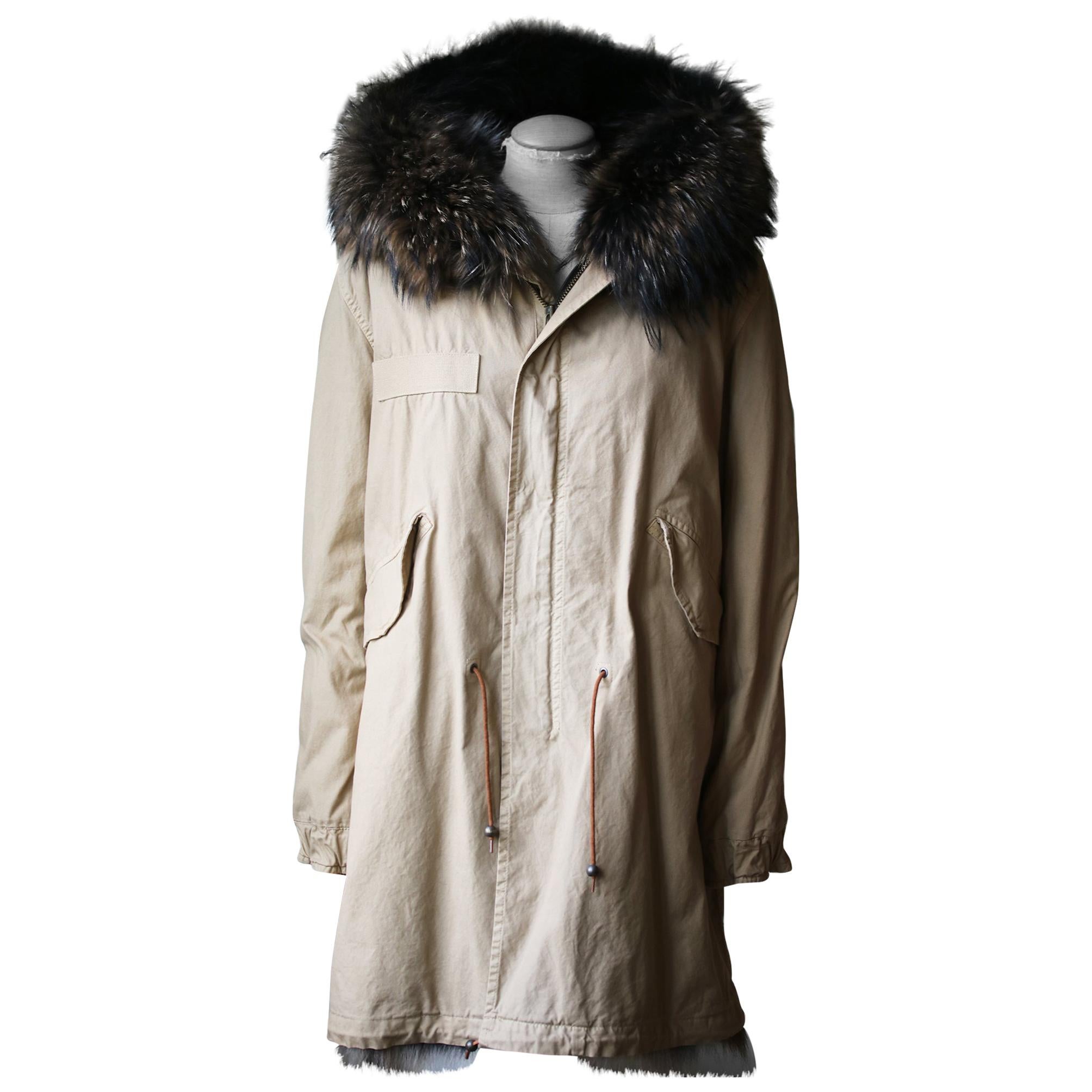 Mr and Mrs Italy Army Parka Jacket with Coyote and Raccoon Fur For Sale at  1stDibs | mr & mrs jacket, italian army jacket