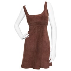 A 1990s Vintage Claude Montana Brown Suede Mini Dress