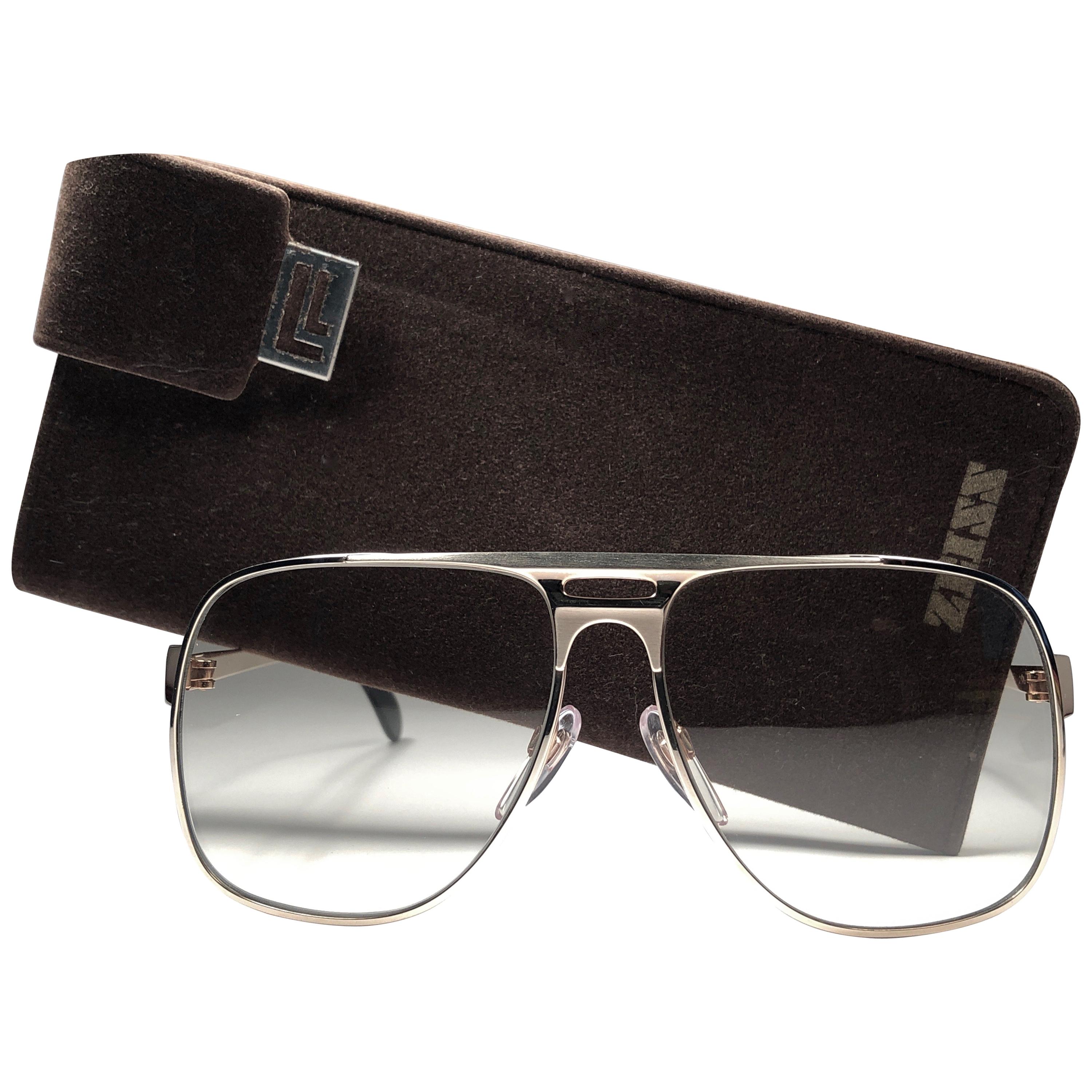 New Vintage Zeiss Gold Oversized Frame Changeable Lenses 1970's Sunglasses