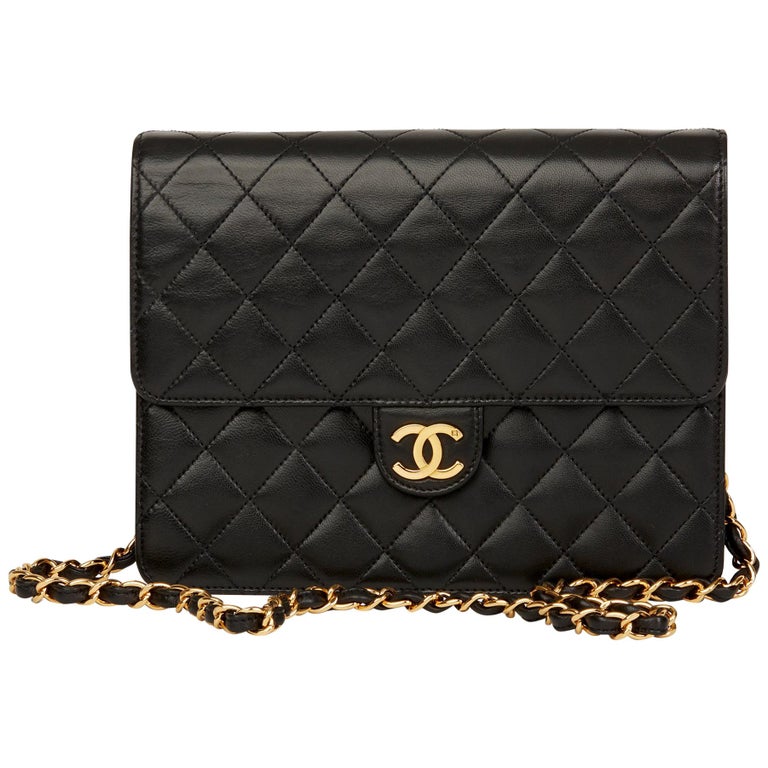 1994 Chanel Black Quilted Lambskin Vintage Small Classic Single Flap ...