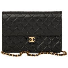 1996 Chanel Black Quilted Lambskin Vintage Medium Classic Single Flap Bag