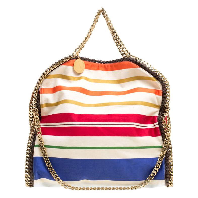 Stella McCartney Multicolor Striped Canvas Small Falabella Tote