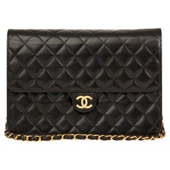 1997 Chanel Black Quilted Lambskin Vintage Medium Classic Single Flap Bag