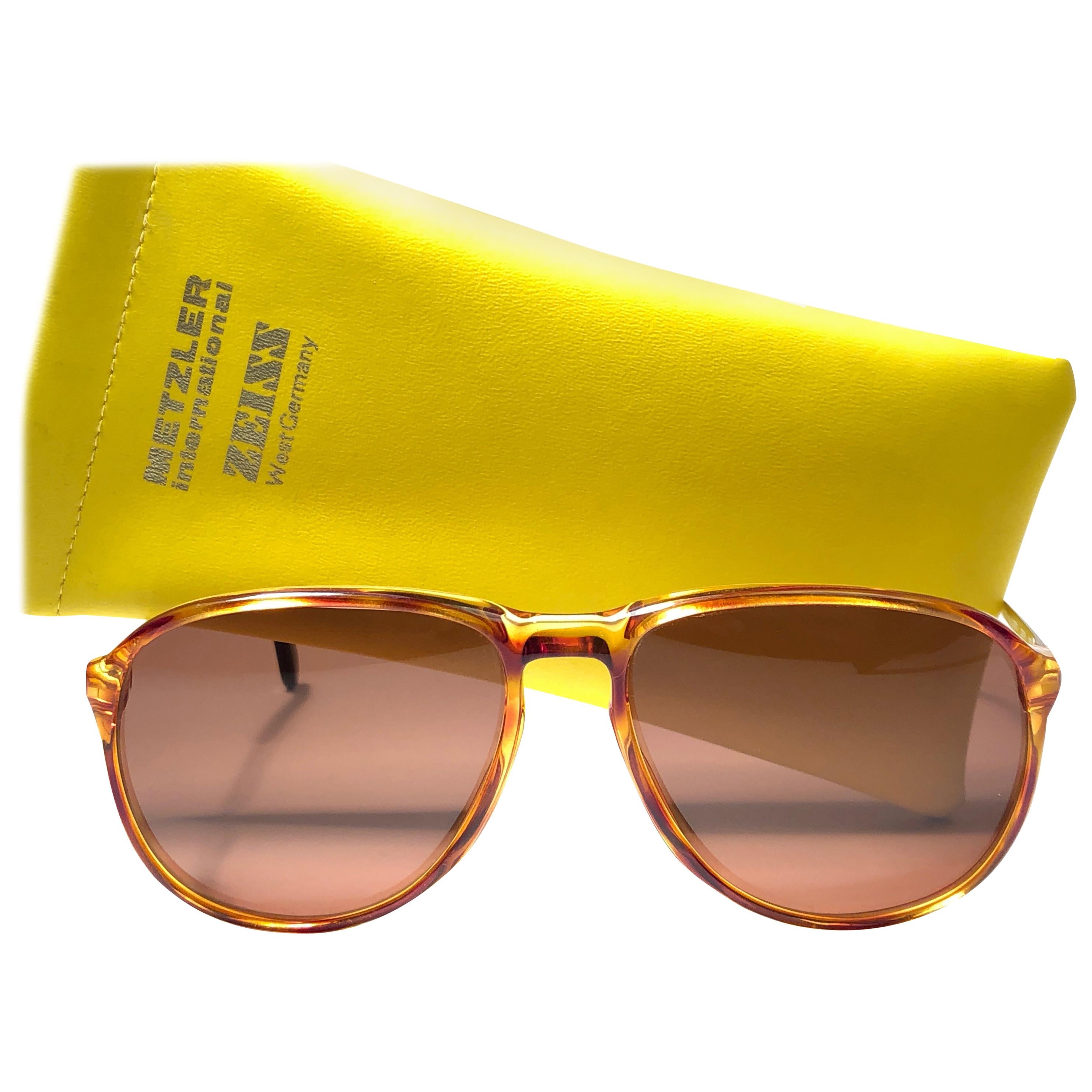 New Vintage Zeiss Tortoise Frame Brown Lenses 1970's Sunglasses