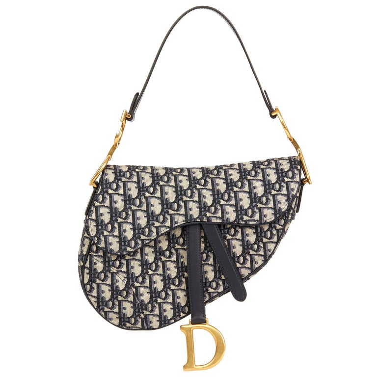 Dior Saddle Bag Oblique Black in Canvas with Silver-tone - GB