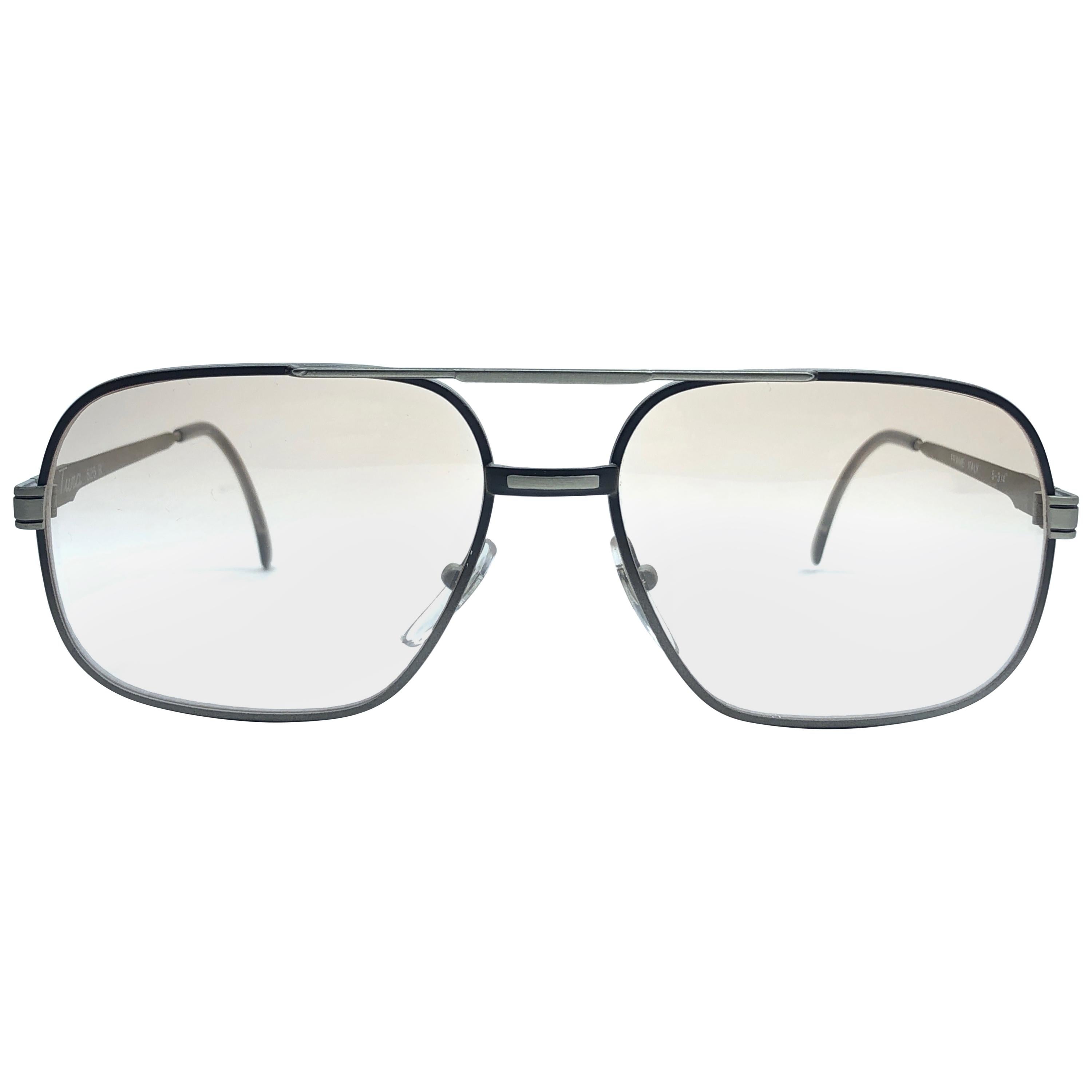 Vintage Rare Tura Matte Grey Changeable Lenses 1970 Sunglasses For Sale