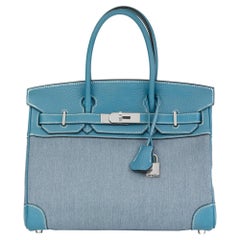 2007 Hermès Blue Jean Clemence Leather & Denim Birkin 30cm