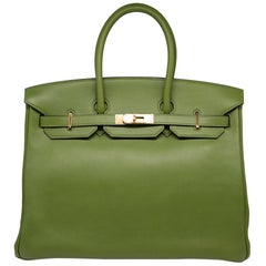Hermes Pelouse Green Swift Leather 35cm Birkin Bag