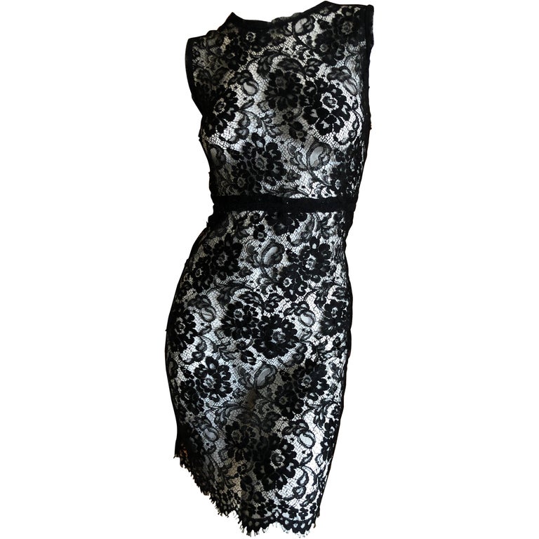 D&G Dolce and Gabbana Vintage Sheer Lace Mini Dress For Sale at 1stDibs