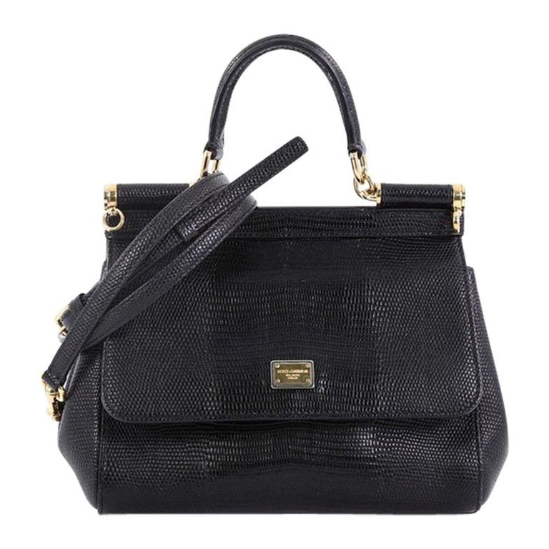 Dolce and Gabbana Miss Sicily Handbag Lizard Embossed Leather Small at ...