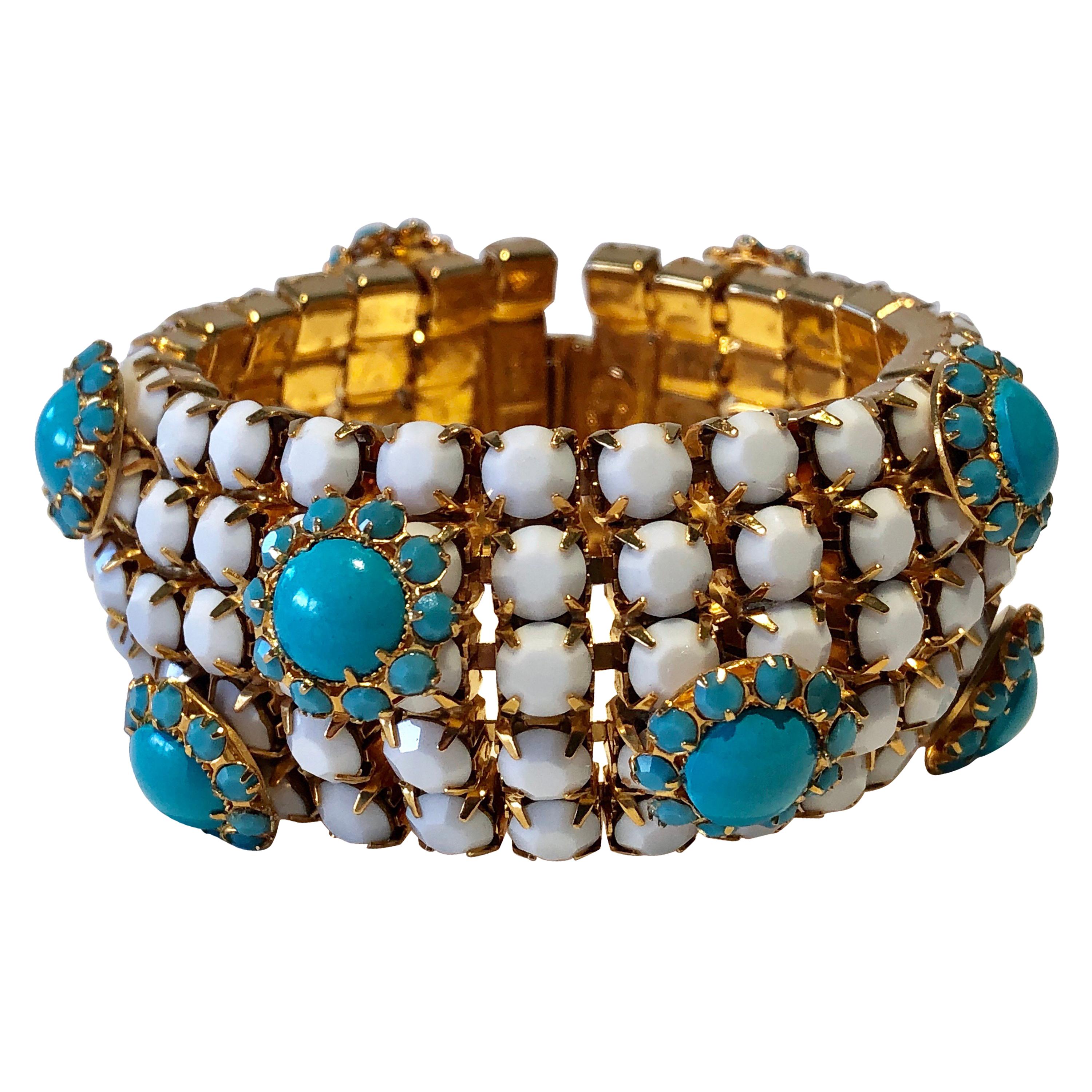 Vintage Designer Faux Turquoise Statement Bracelet 