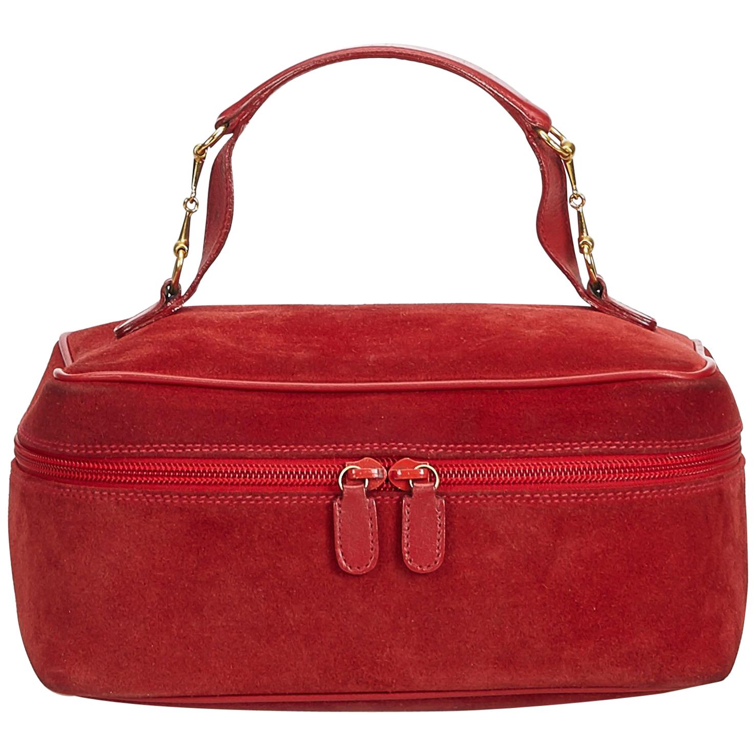 Gucci Red Leather Vanity Bag For Sale