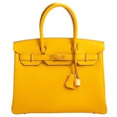 Nie benutzte Hermes Birkin 30 Jaune Ambre Togo GHW