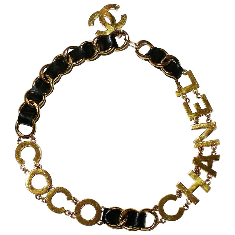Chanel Vintage Iconic Spell Out Coco Chanel Chain Belt at 1stDibs how