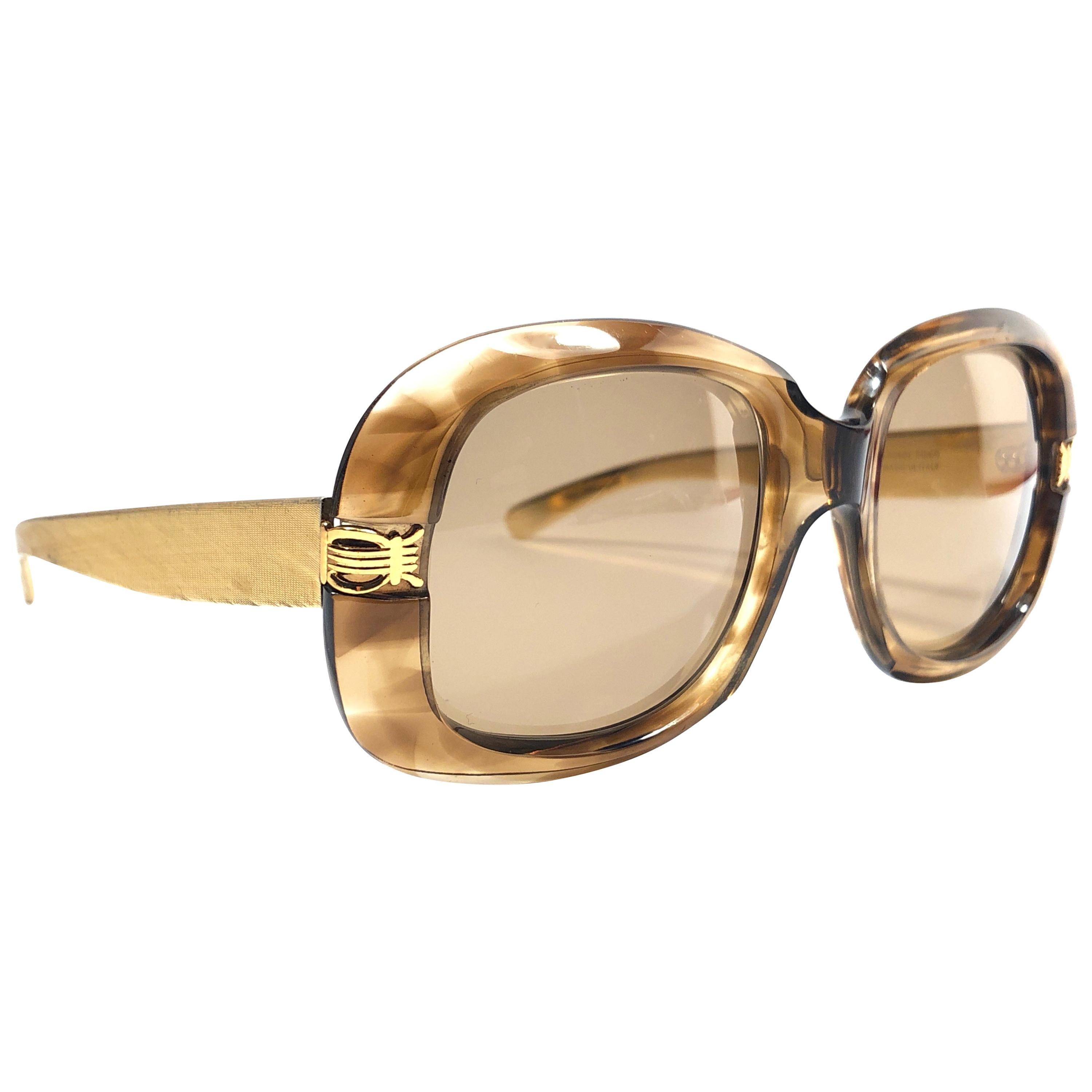 Rare Vintage Oliver Goldsmith Errebi Sides Oversized 1970 Sunglasses For Sale