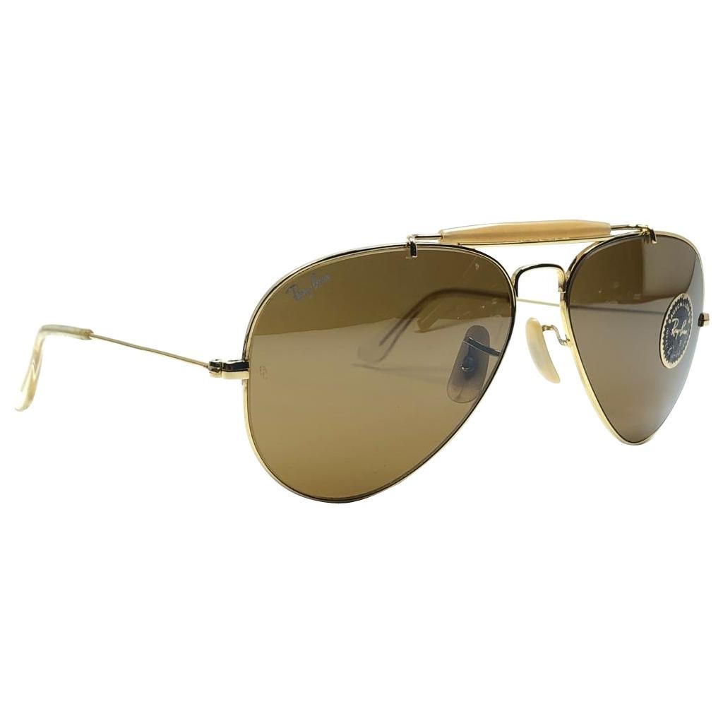 Vintage Ray Ban Outdoorsman Gold 58Mm B15 Top Mirror Lenses B&L Sunglasses 1980 
