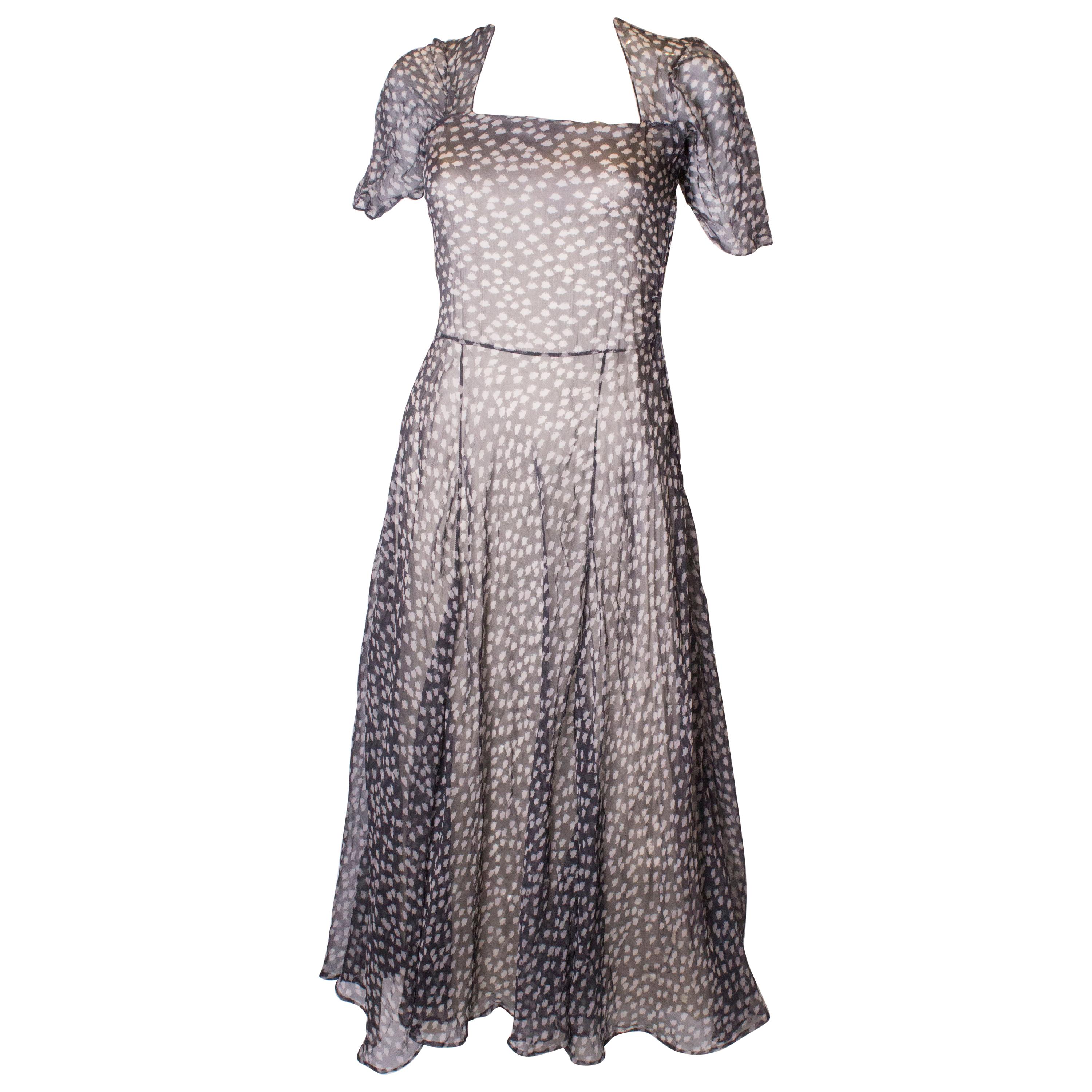 Vintage 1940s Silk Chiffon Dress